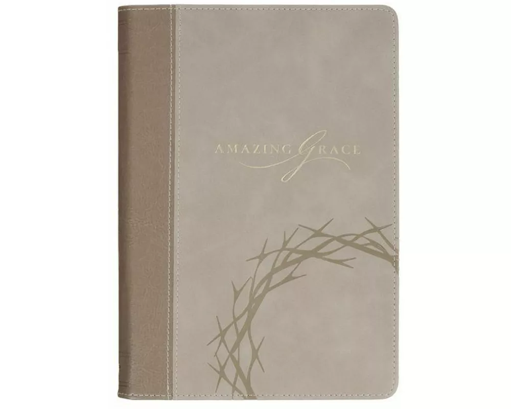 Classic Journal Amazing Grace Isa. 53:5 Bible Verse, Inspirational Scripture Notebook, Ribbon Marker, Taupe Vegan Leather Flexcover, 336 Ruled Pages,