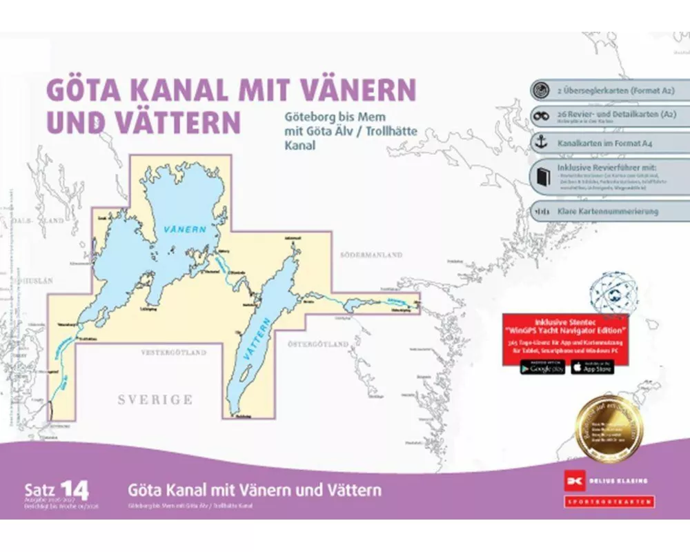 Sportbootkarten Satz 14: Göta Kanal mit Vänern und Vättern (Ausgabe 2026/2027)