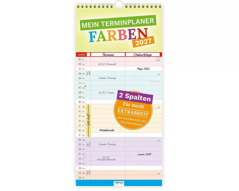 TRÖTSCH - Mein Terminplaner Farben 2027