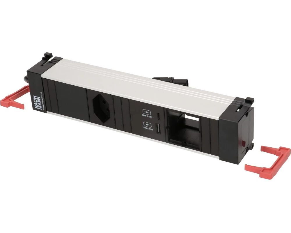 Bachmann Einbausteckerleiste CONFERENCE 1x T13, 1x USB A/C, 1x Custom