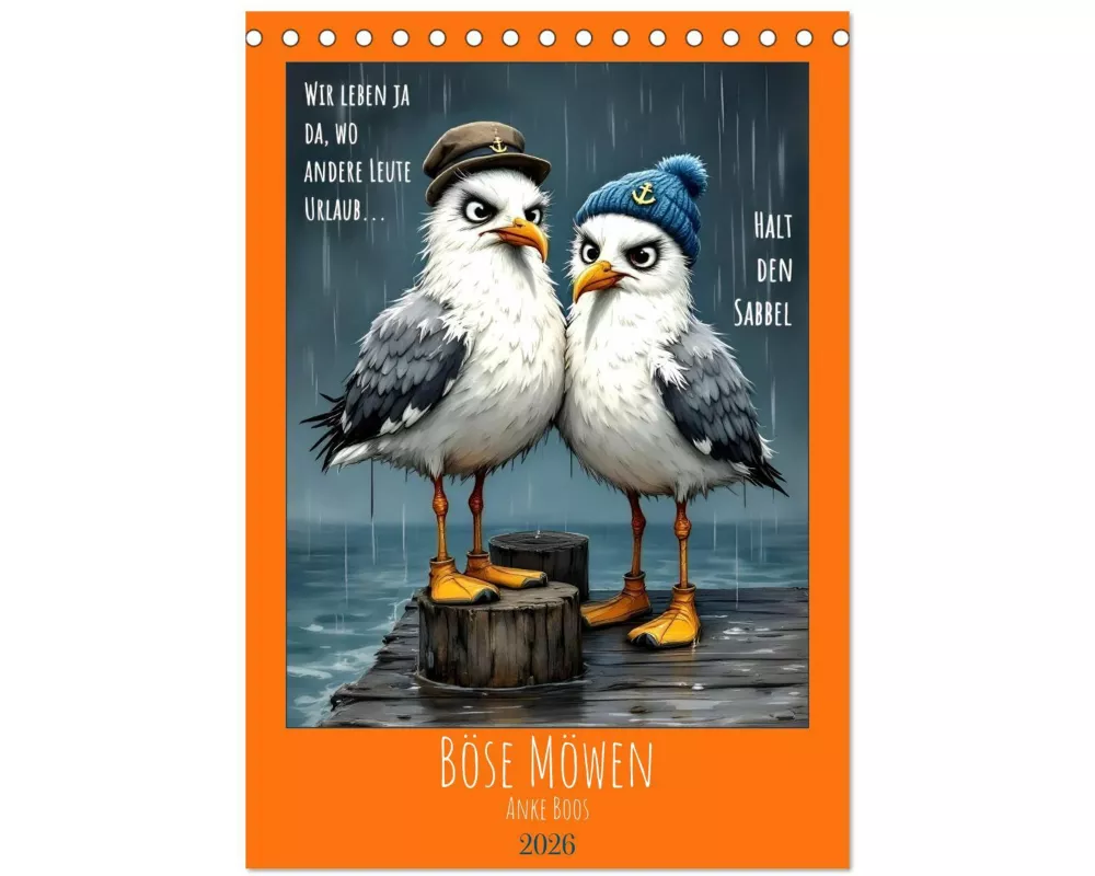 Böse Möwen (Tischkalender 2026 DIN A5 hoch), CALVENDO Monatskalender