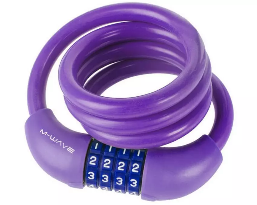 M-Wave Silikon-Spiralkabelzahlenschloss DS 12.10, Lila