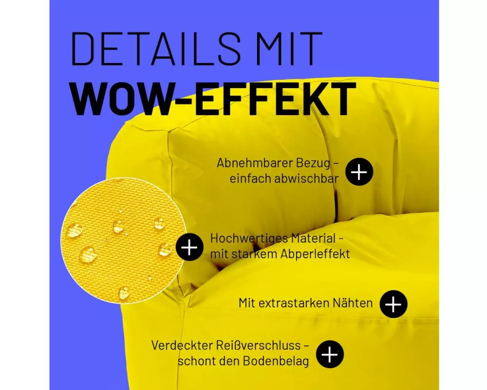 Lumaland Sitzsack-Sofa, 320 l Polyester (PES), Gelb