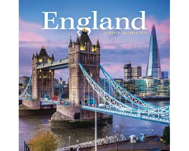 England Square Wall Calendar 2026
