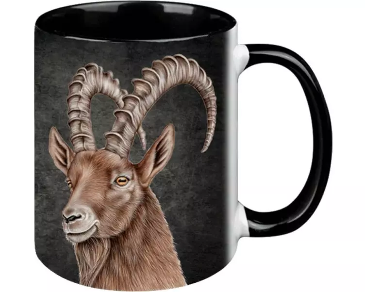 creanorm Tasse Steinbock Black Edition 330 ml, 1 Stück, Schwarz