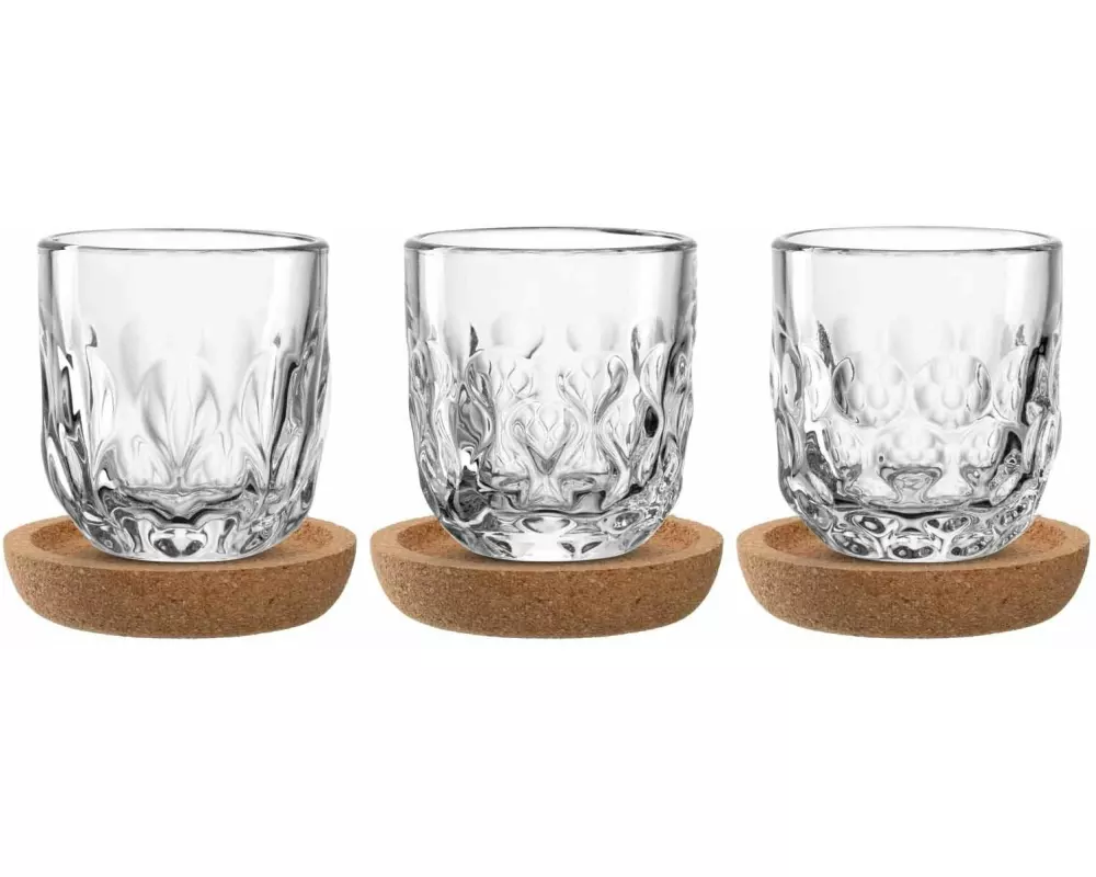 Leonardo Cappuccino Becher Gocce mit Untersetzer 60 ml, Transparent