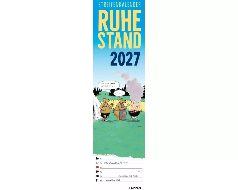 Ruhestand Streifenkalender 2027: Monatskalender für die Wand
