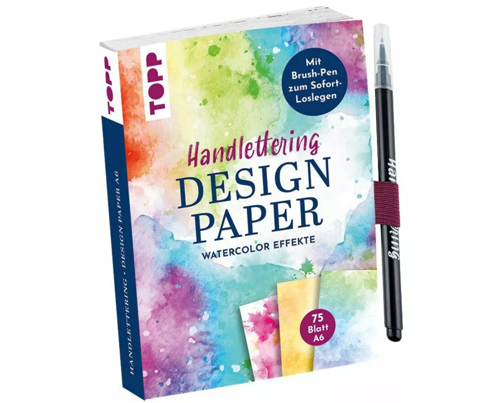 Handlettering Design Paper World of Watercolor A6 mit Brush Pen
