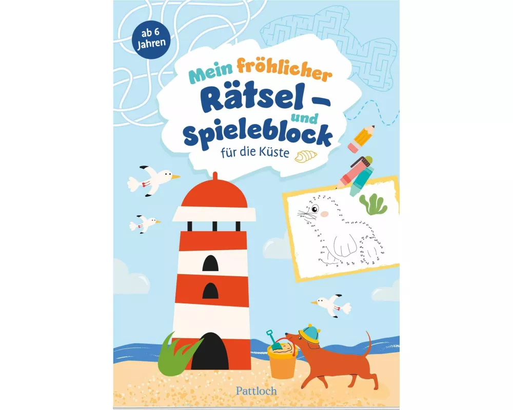 Mein fröhlicher Rätsel- und Spieleblock für die Küste