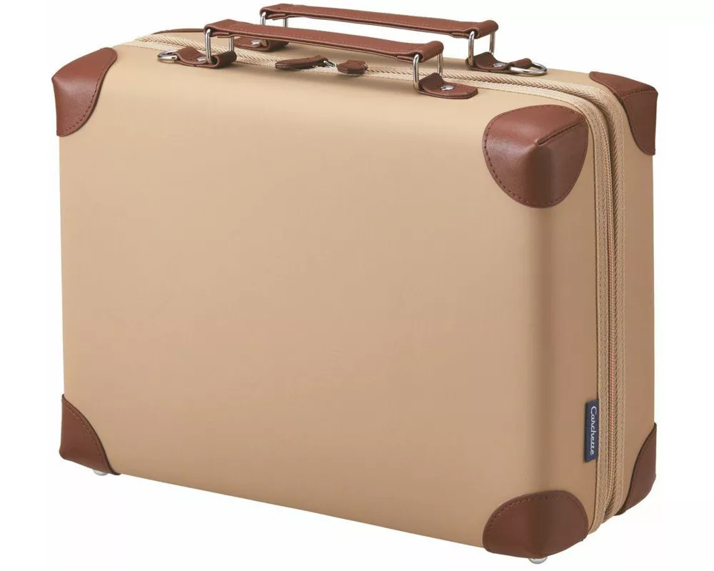 Carchette Carry Case Wide (Beige) - Tragekoffer, Aktentasche, Schultasche, mit Schultergurt | by KING JIM