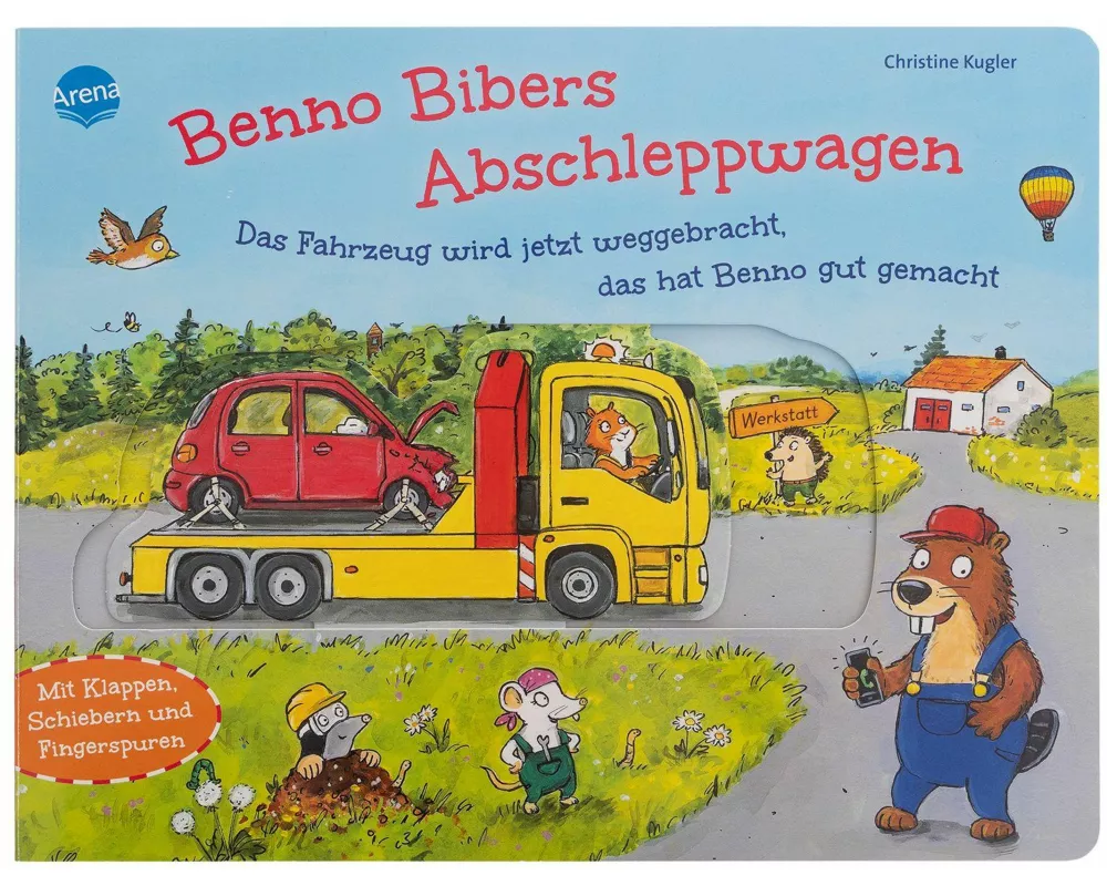 Benno Bibers Abschleppwagen. Das Fahrzeug wird jetzt weggebracht, das hat Benno gut gemacht