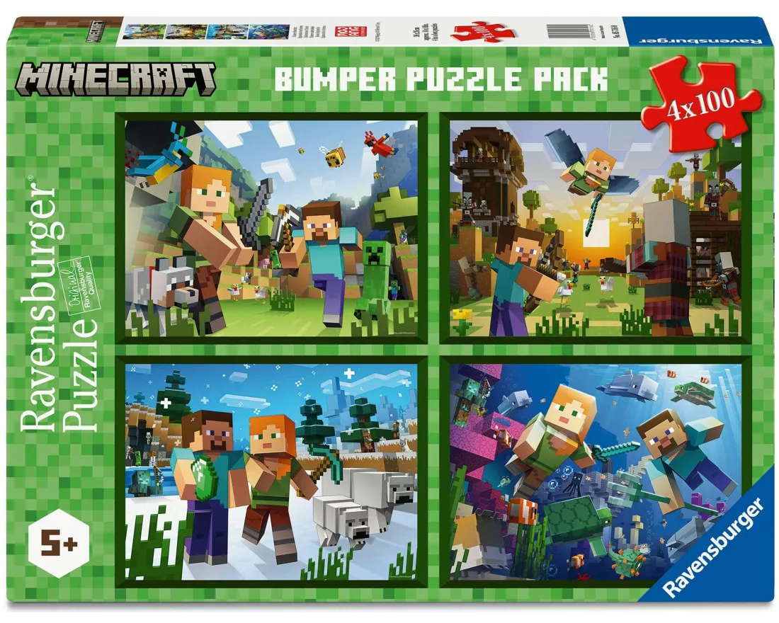 Kinderpuzzle 4x100 Teile - Minecraft - Biome erforschen