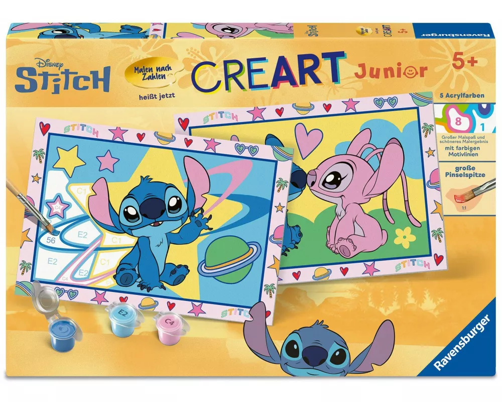 CreArt, Malen nach Zahlen Junior - Disney Stitch & Angel