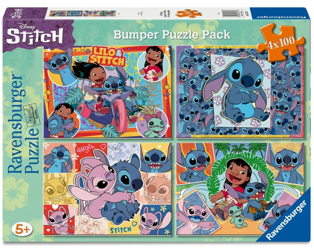 Kinderpuzzle 4x100 Teile - Disney Stitch - Aloha!