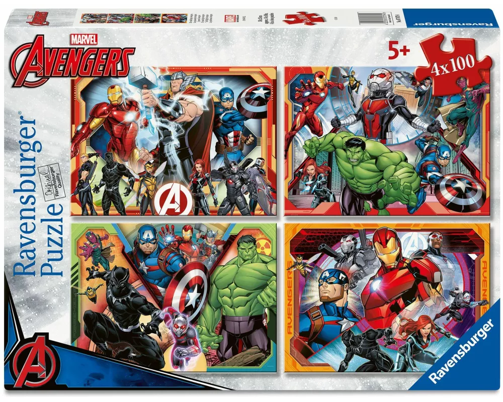 Kinderpuzzle 4x100 Teile - Marvel Avengers - Die mächtigen Avengers