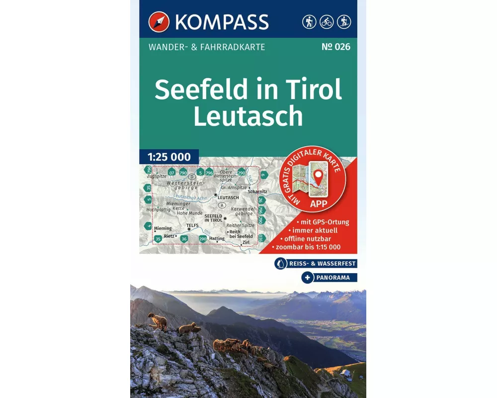 KOMPASS Wanderkarte 026 Seefeld in Tirol, Leutasch 1:25.000