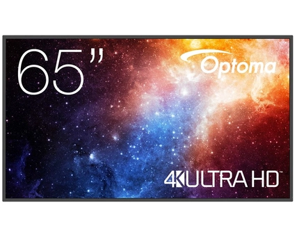 Optoma N3651K. Product design: Digital signage flat panel. Display diagonal: 165.1 cm (65"), Display technology: LED, Display resolution: 3840 x 2160 pixels, Display brightness: 450 cd/m², HD type: 4K Ultra HD. Wi-Fi. Operating hours (hours/days): 24/7. Operating system installed: Android 11. Product colour: Black