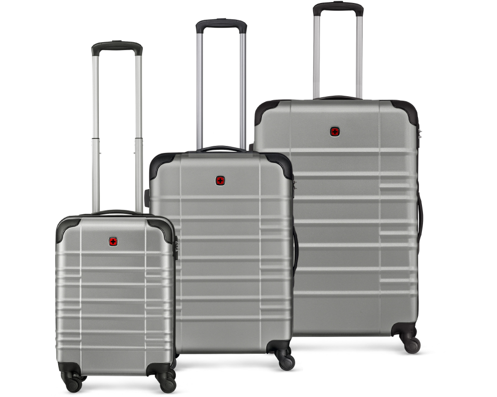 WENGER Amplar Hardside Luggage Silver 653306 3er Set S M L Banderole