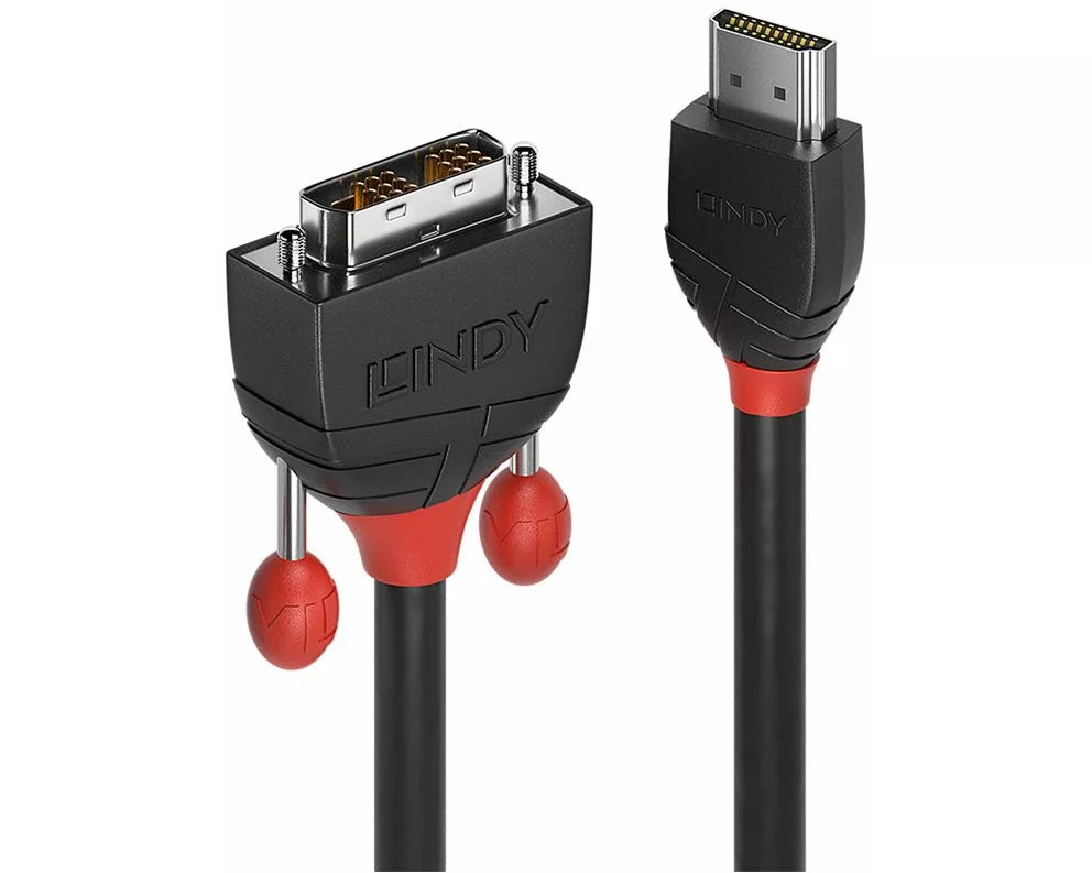 LINDY Black Line Video Cable, Single Link, HDMI-DVI M-M, 0.5m, black