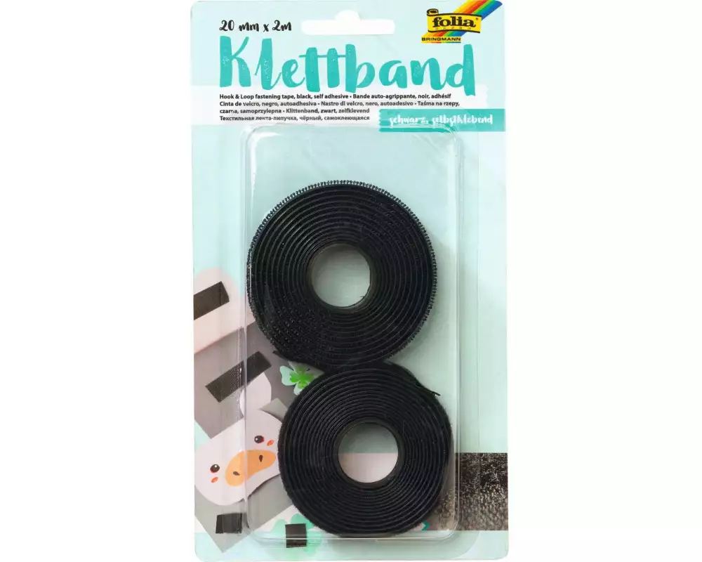 Folia Klettband Selbstklebend Schwarz