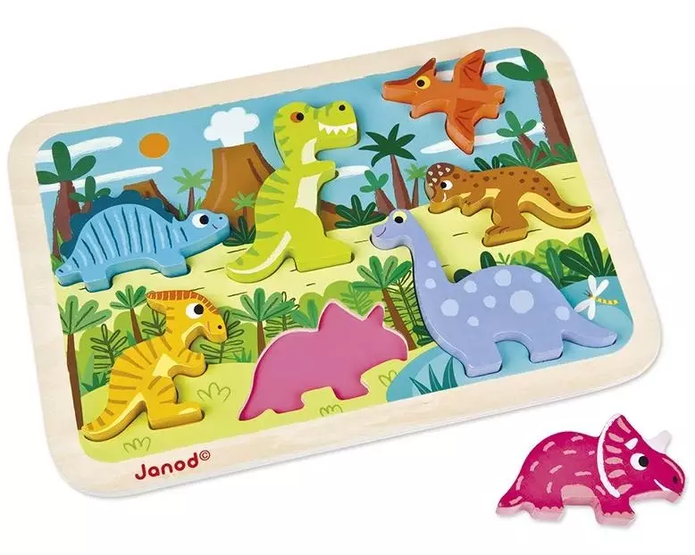 Janod Holzpuzzle Chunky Dinosaurier 7-teilig