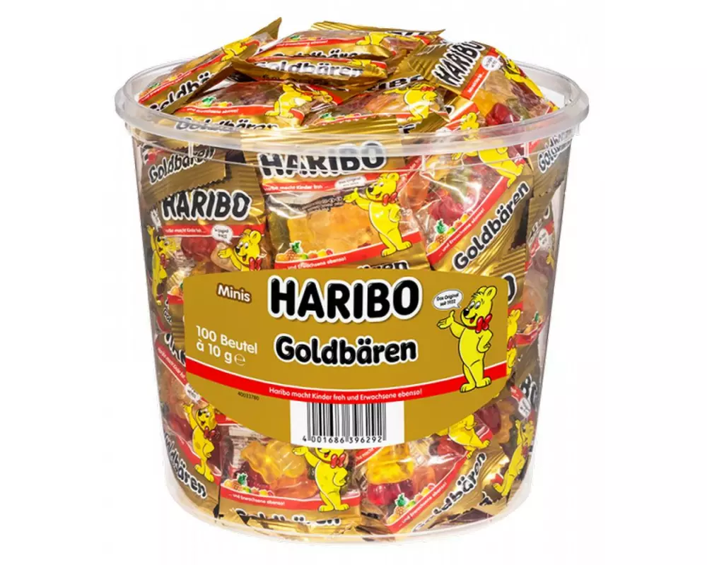 Haribo Gummibonbons Goldbären mit Minibeutel 100 x 10 g