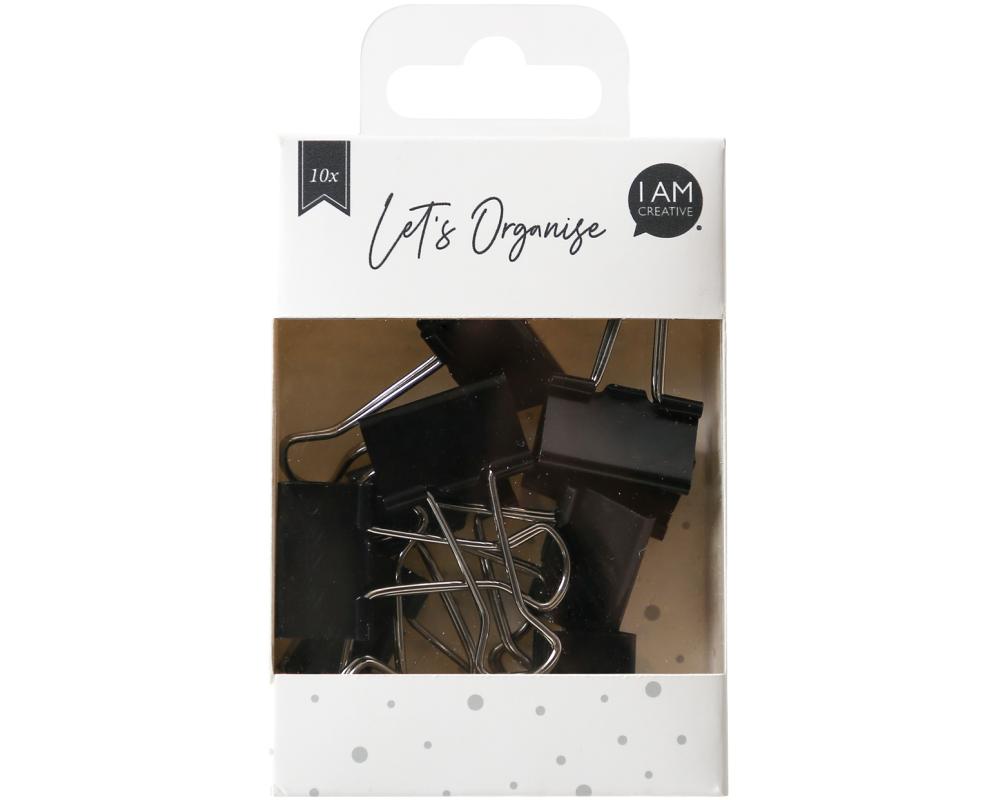 I AM CREATIVE Binder Clips Lets Organize 4035.14 schwarz, 25mm, 10 Stk.