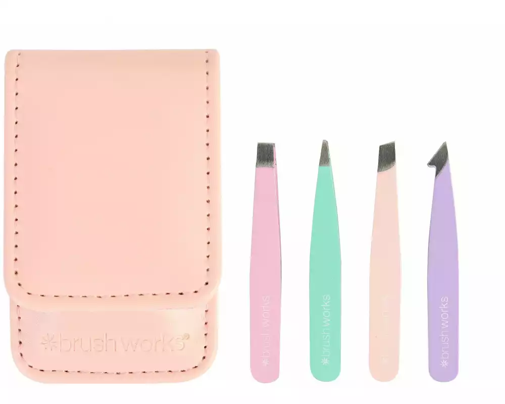 Brushworks Tweezer Set Travel, Pastels, 4-teilig, Edelstahl