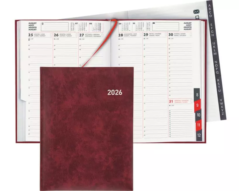 Biella Geschäftsagenda Orario Weinrot, 17.8 x 23.5 cm