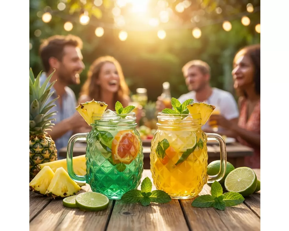 relaxdays Ananas-Gläser mit Henkel 500 ml, 4 Stück