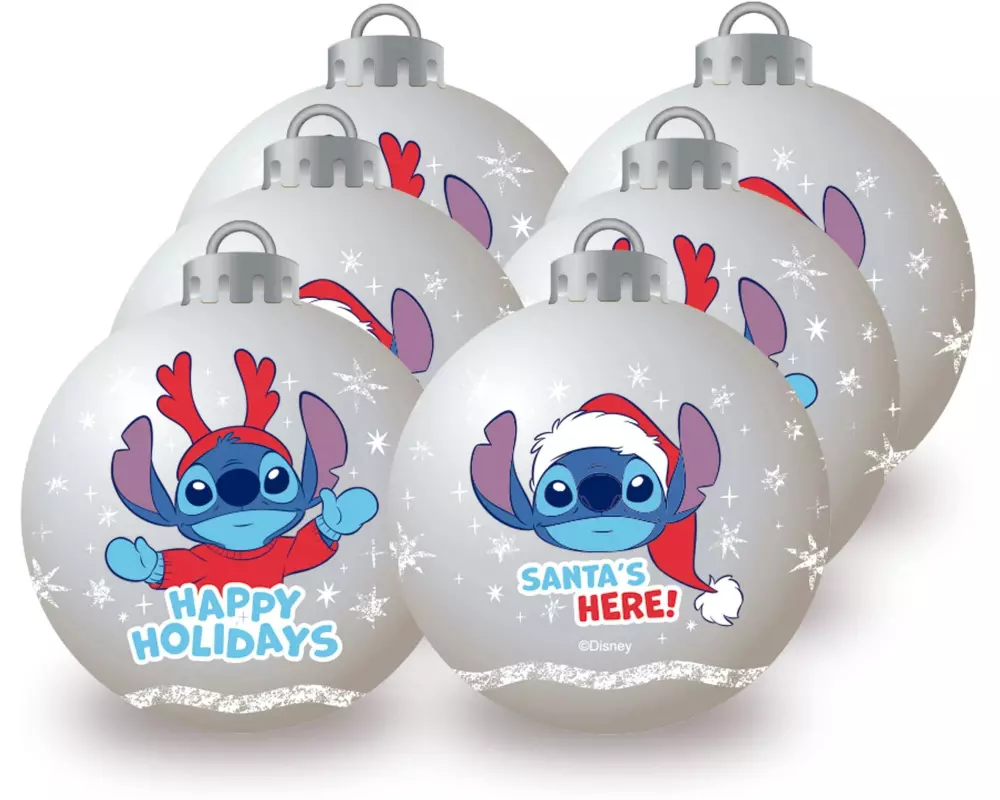 Arditex Weihnachtskugel 6 Stück, Ø 8 cm, Silber, Lilo und Stitch