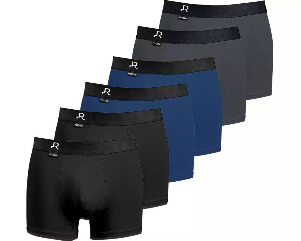FLIZZER Unterhosen Trunk MIX 6er Pack Blau/Grau/Schwarz, XL
