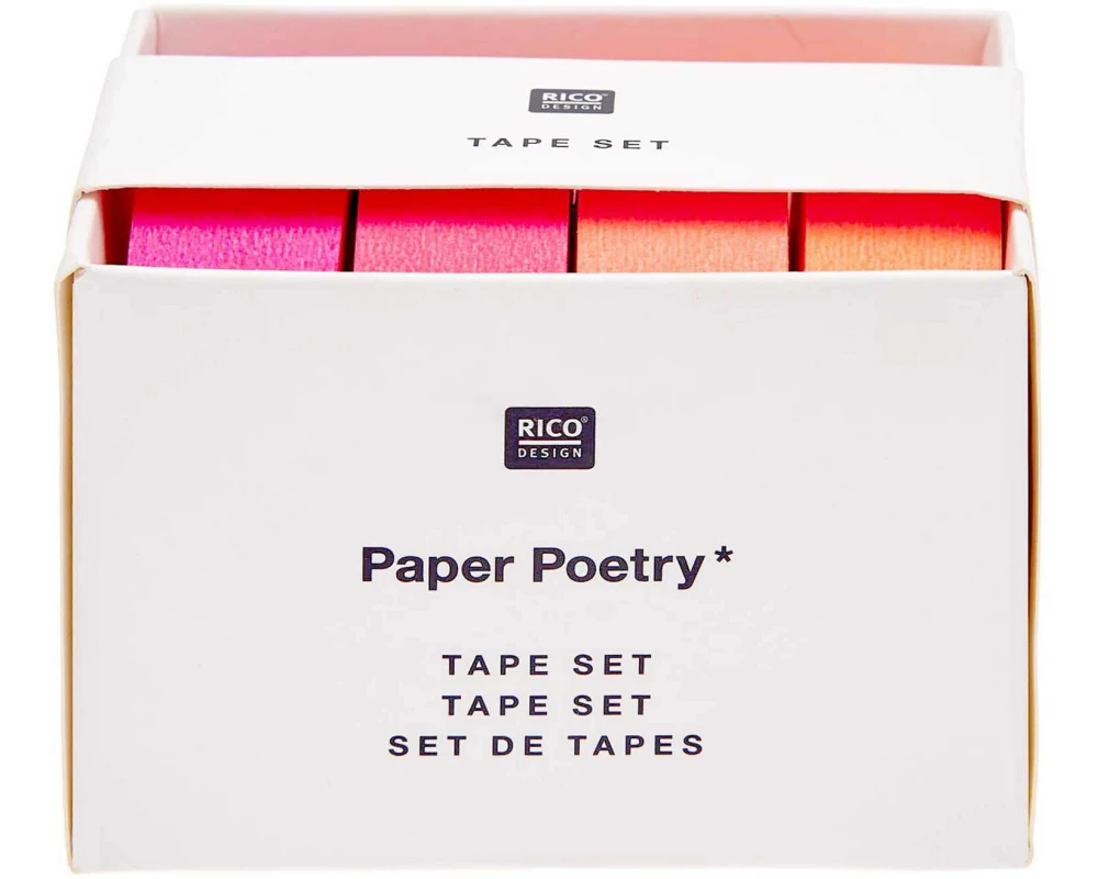 Rico Design Washi Tape 4 Stück, Neonorange/Neonpink/Neonrot, 10 m