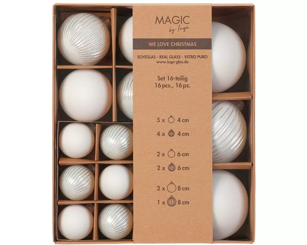 INGES CHRISTMAS DECOR Weihnachtskugel Just White 1 Stück, Weiss