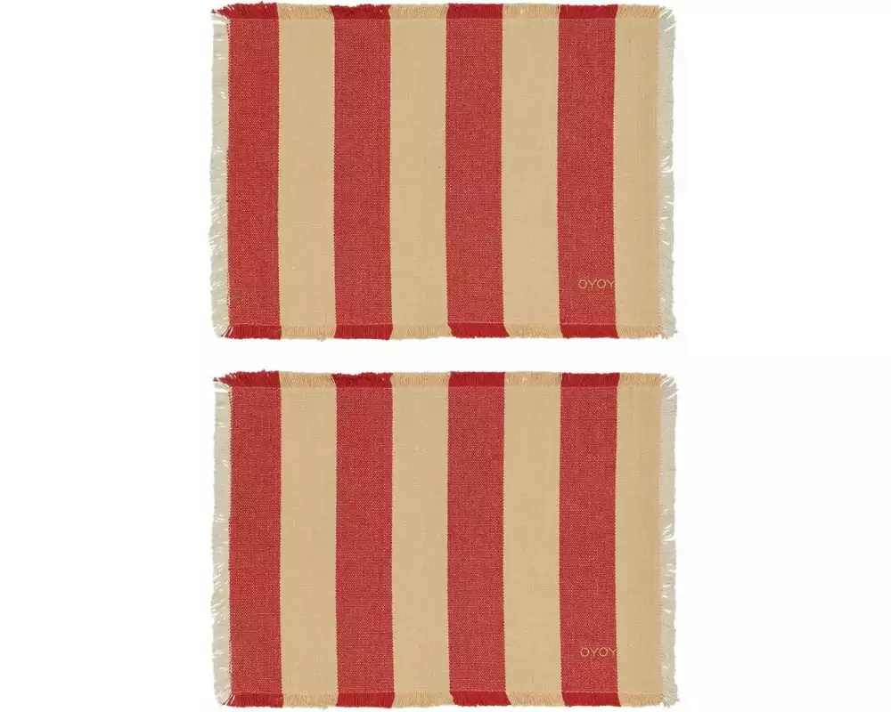 OYOY Tischset Toppu 2er Set, 33 cm x 48 cm, Rot/Beige