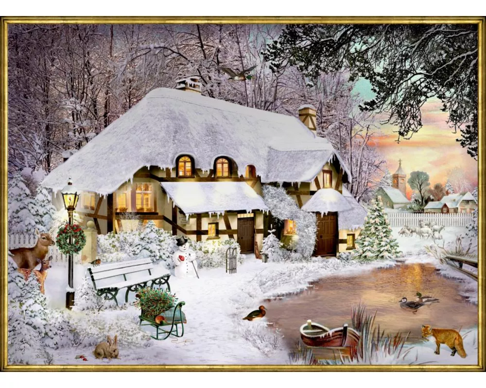 A4-Wand-Adventskalender - Winterliches Cottage