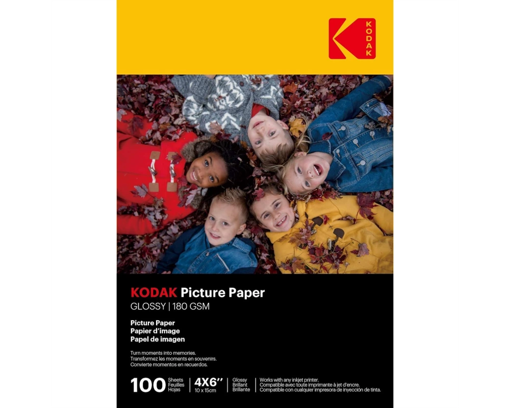 Kodak Fotopapier - 100 Blatt A6, 180g/qm, 10cm x 15cm, Hochlglanz