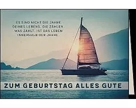 Doppelkarte. Let's go green. Zum Geburtstag (Segelschiff)