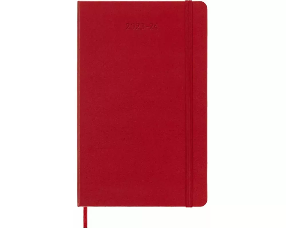 18 Monate Wochen Notizkalender 2023-2024 / Large Scharlachrot / rechts linierte Seite / A5