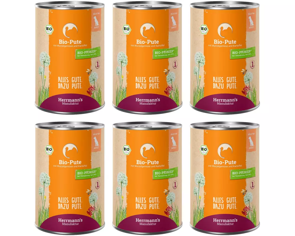 Herrmann's Nassfutter Bio Pute mit Pastinake und Kartoffel 6 x 400 g