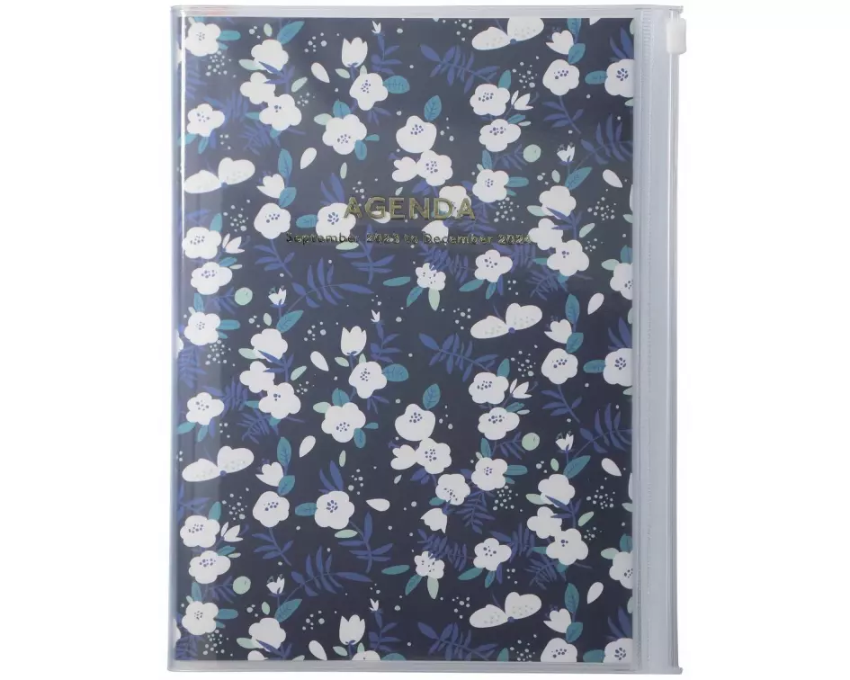 MARK'S 2023/2024 Taschenkalender A5 vertikal, Flower Pattern // Navy