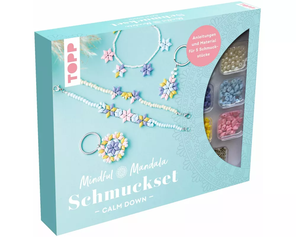 Mindful Mandala - Schmuckset Calm down. Mit Anleitung und Material für 5 Schmuckstücke