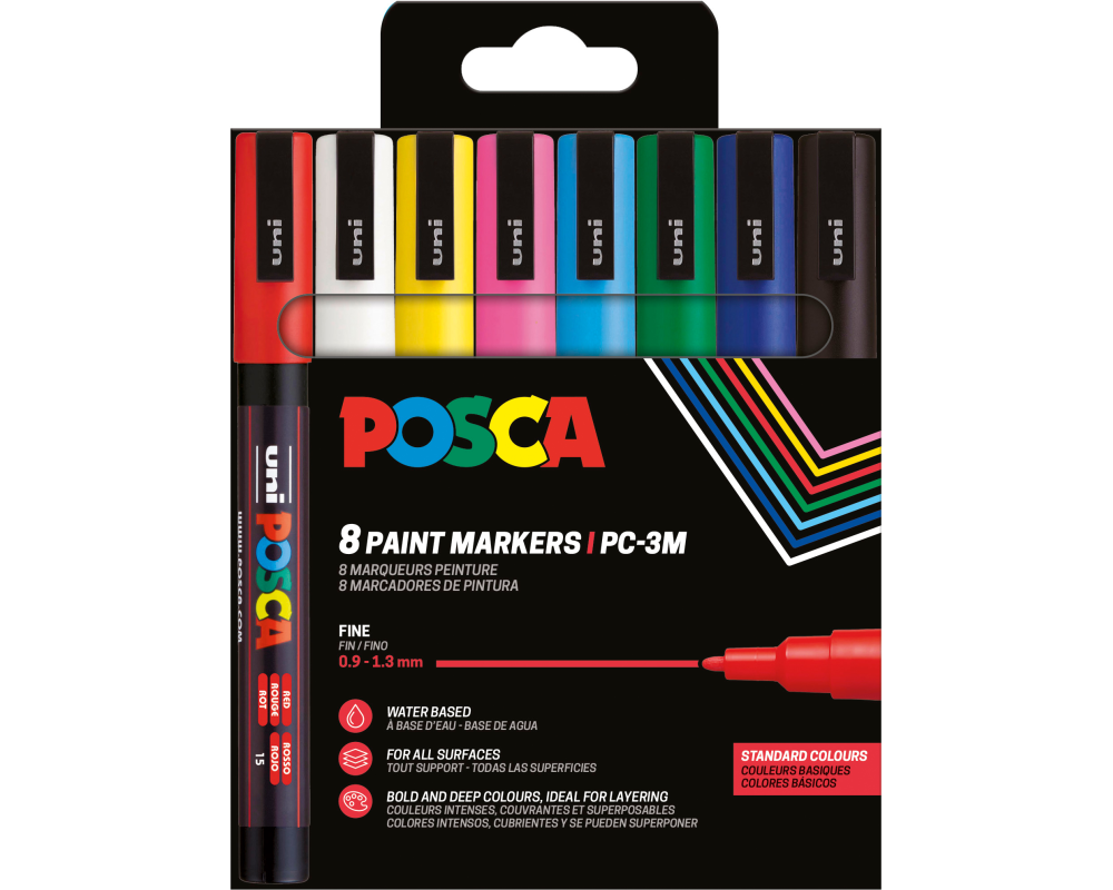 Uni Permanent-Marker POSCA 0.9 - 1.3 mm, 8 Stück