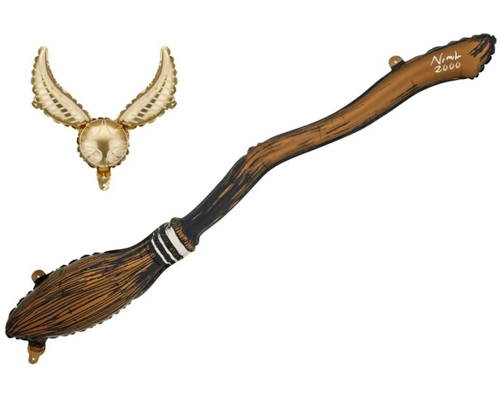 Partydeco Harry Potter Besen und Schnatz Braun/Gold/Mehrfarbig