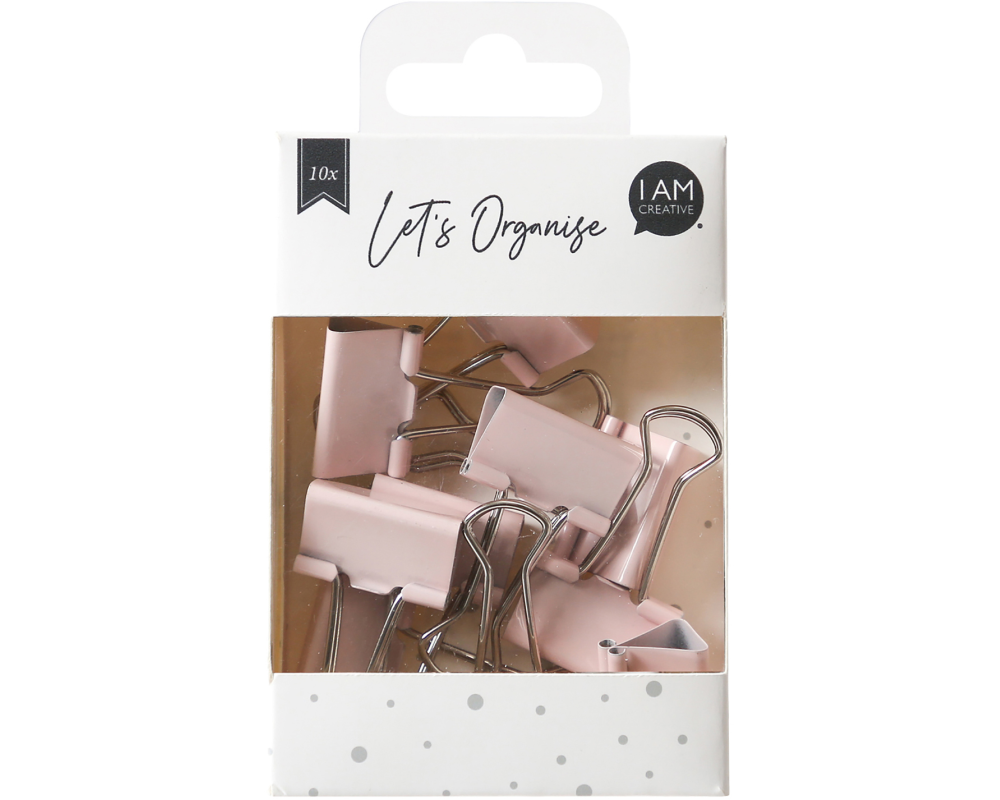 I AM CREATIVE Binder Clips Lets Organize 4035.12 rosa, 25mm, 10 Stk.