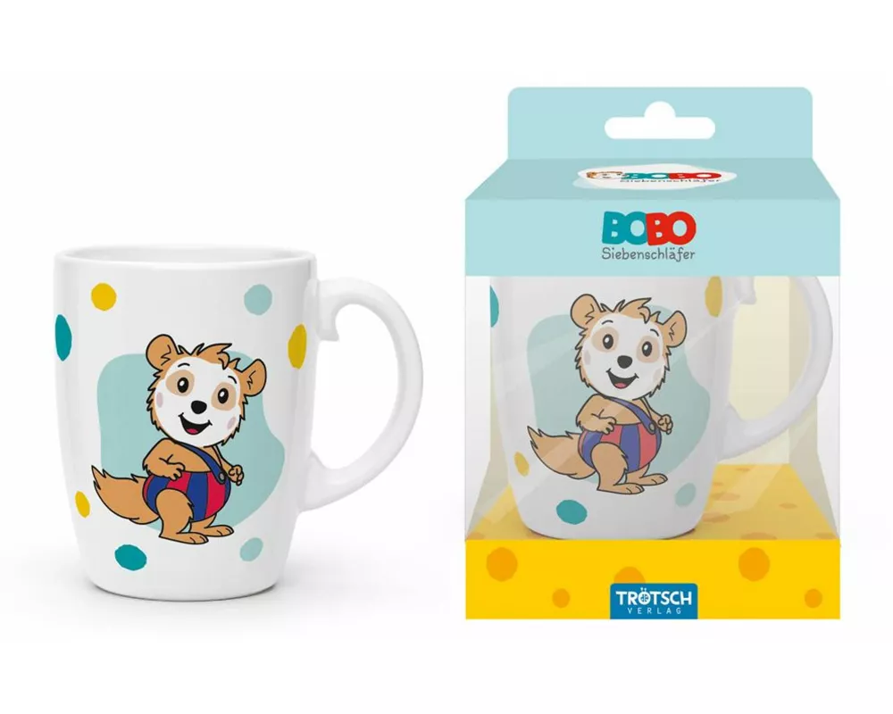 Trötsch Bobo Siebenschläfer Kindertasse blau Geschenktasse aus Porzellan