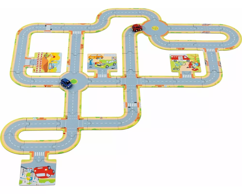 Spielstraße mit 2 Fahrzeugen