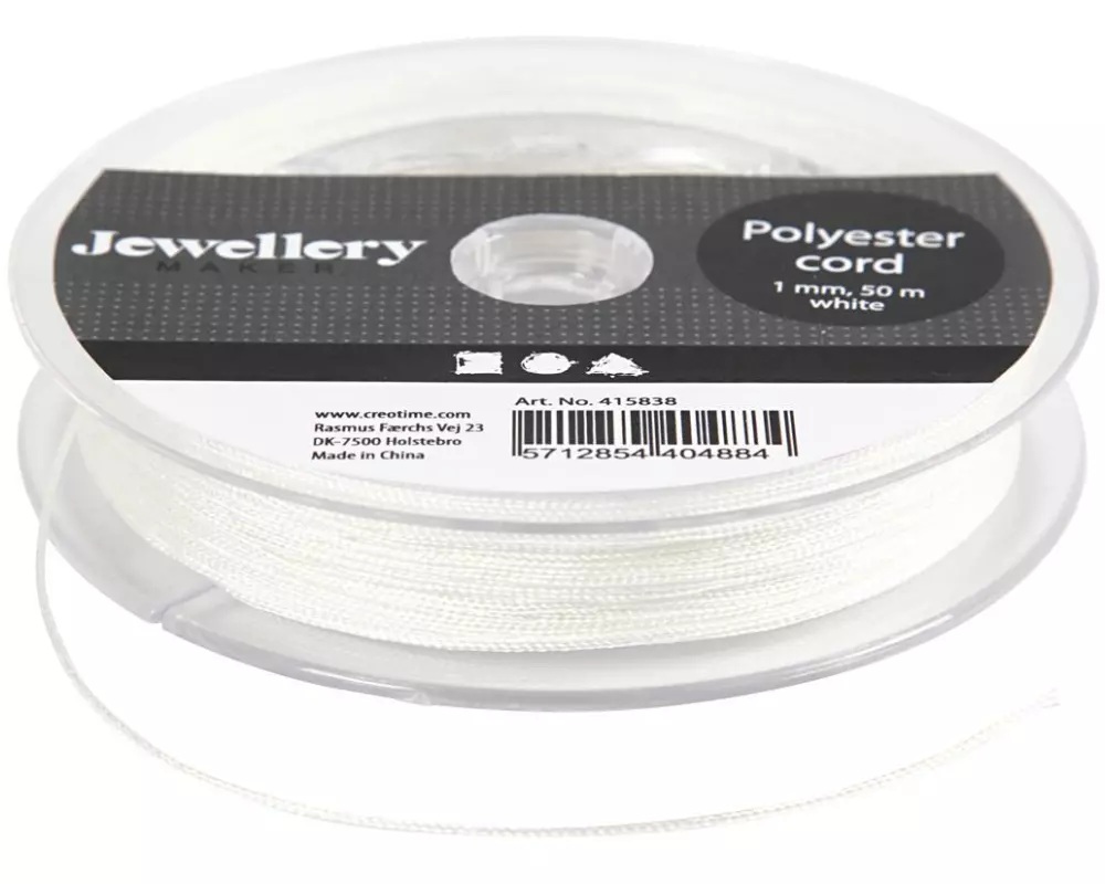 Creativ Company Kordel aus Polyester 1 mm weiss 50 m