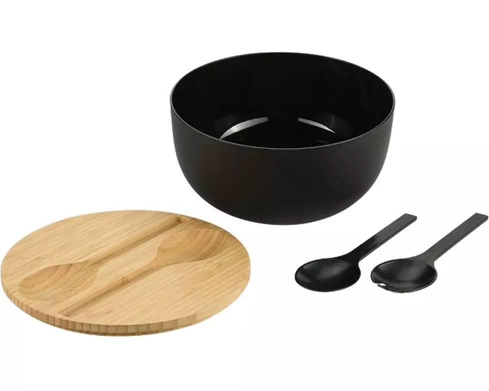Kesper Salatschüssel mit Besteck 24 x 13 cm, Schwarz