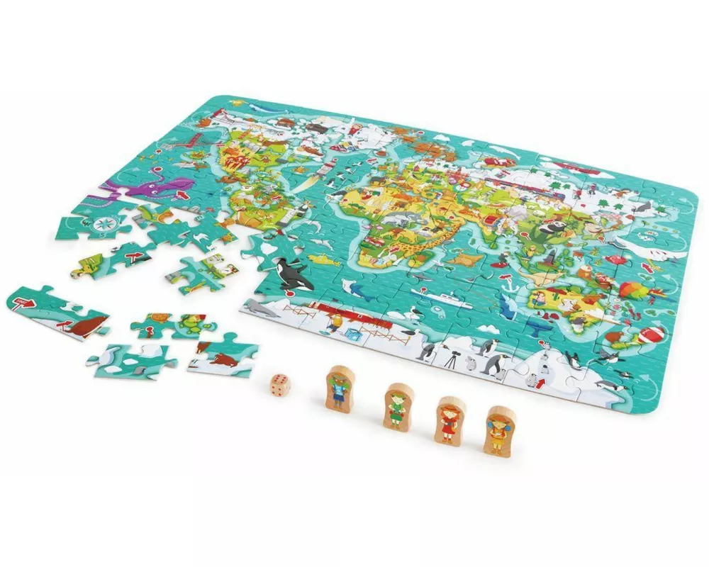 "2-in-1-Weltreise" Puzzle und Spiel / 105 Teile